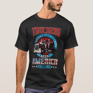 Trucker Gifts Tractor Trailer 18 Wheeler America R T-Shirt