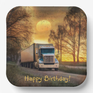 Trucker Happy Birthday Paper Plate