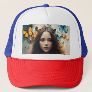 Trucker Hat: Butterfly & Feather  Hat