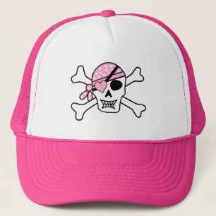 Trucker Hat/Skull with Crossbones and Heart Hat