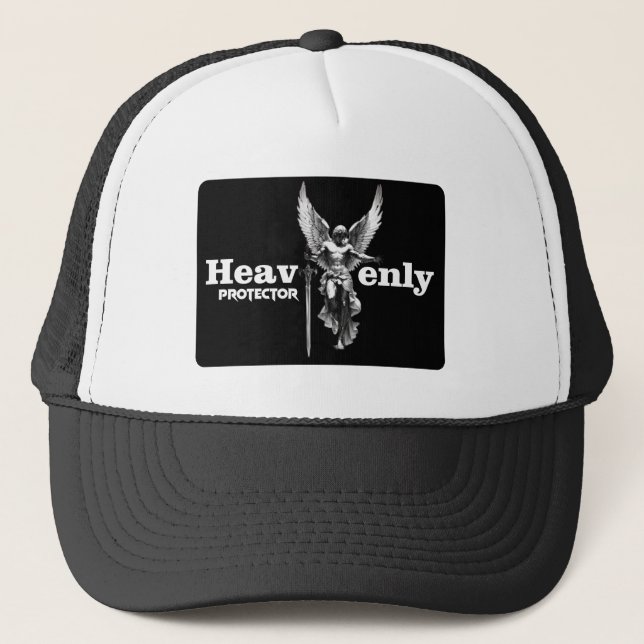 Trucker Hat with Angel Print - Celestial Protector (Front)