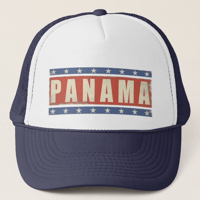 Trucker Hat with Cool Panama Flag Print (Front)