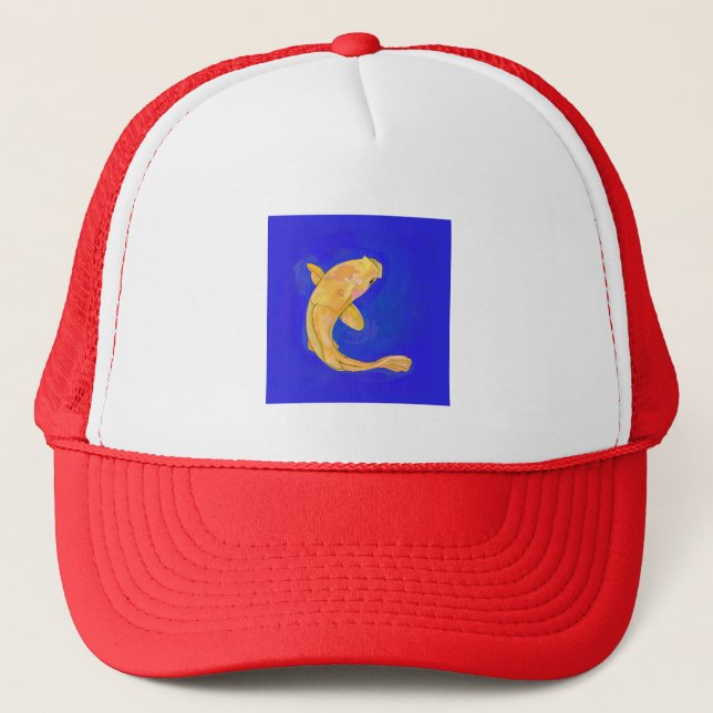 Trucker Hat with Orange Fish  (Front)