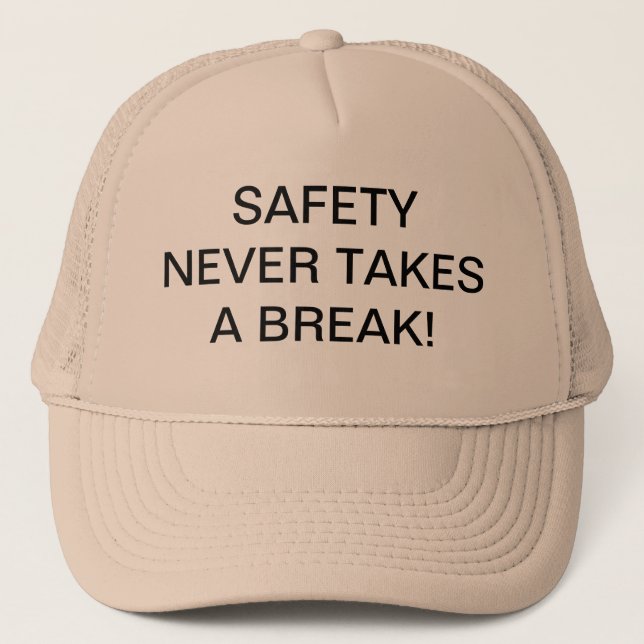 TRUCKER HATS WITH SAFETY-SLOGAN. (Front)