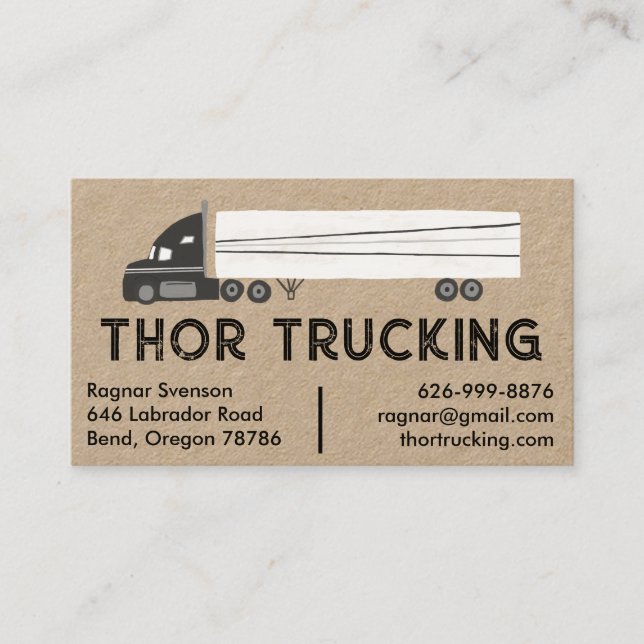 Trucker Hauling Logistics Transport Moving Kraft Business Card (Front)