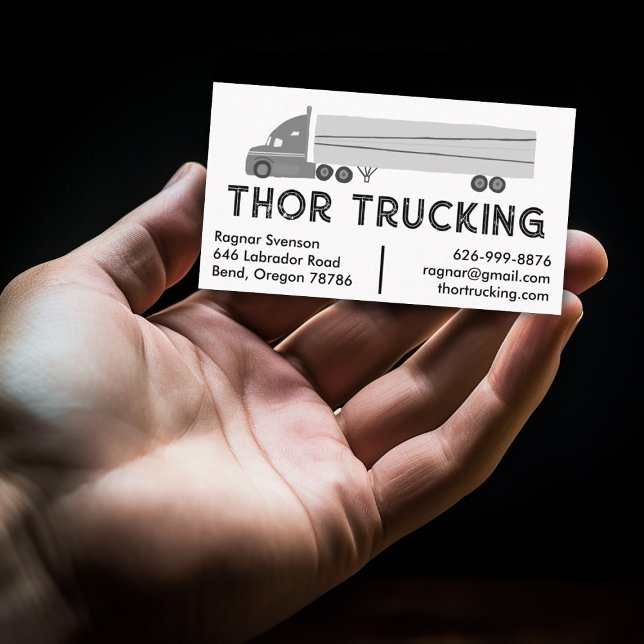 Trucker Hauling Logistics Trucking Moving Truck BW Business Card (Creator Uploaded)