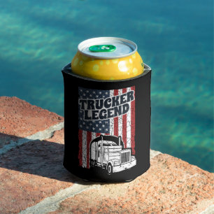 Trucker Legend Funny Semi Truck Driver Trucking Can Cooler