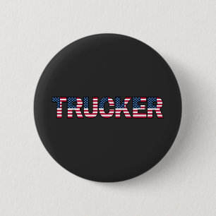 Trucker Letters American Flag Patriotic Road Pride 6 Cm Round Badge