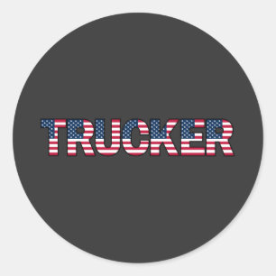 Trucker Letters American Flag Patriotic Road Pride Classic Round Sticker