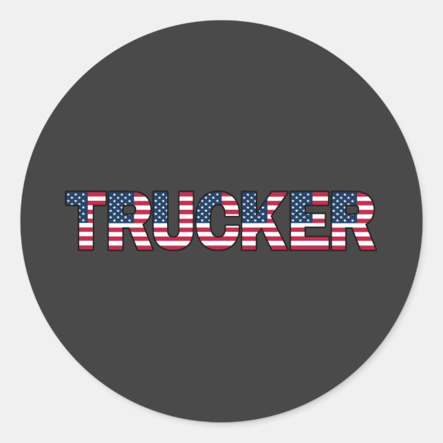 Trucker Letters American Flag Patriotic Road Pride Classic Round Sticker (Front)
