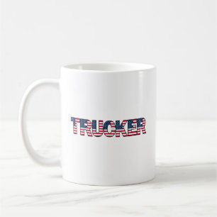 Trucker Letters American Flag Patriotic Road Pride Coffee Mug