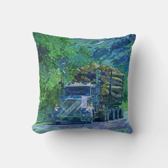 Trucker Logging Truck Lorry Heavy Transport Gift2 Cushion (Front)