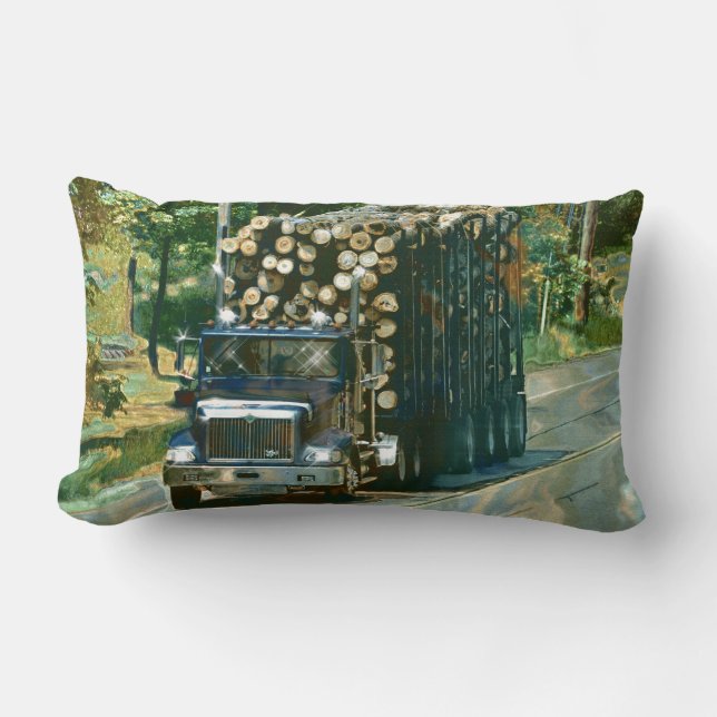 Trucker Logging Truck Lorry Heavy Transport Gift6 Lumbar Cushion (Front)