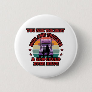 Trucker Mother Son Bond Family Road Love Design 6 Cm Round Badge