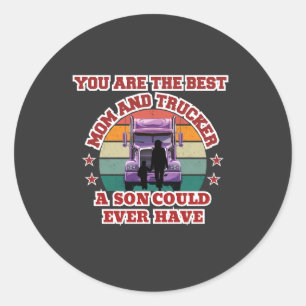 Trucker Mother Son Bond Family Road Love Design Classic Round Sticker