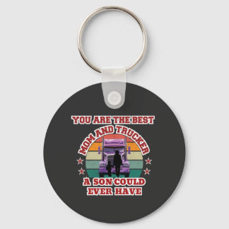 Trucker Mother Son Bond Family Road Love Design Key Ring