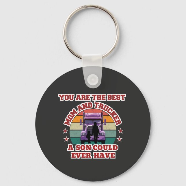 Trucker Mother Son Bond Family Road Love Design Key Ring (Front)