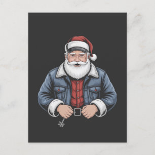 Trucker Santa Claus Funny Truck Driving Christmas Announcement Postcard