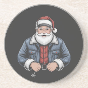 Trucker Santa Claus Funny Truck Driving Christmas Coaster