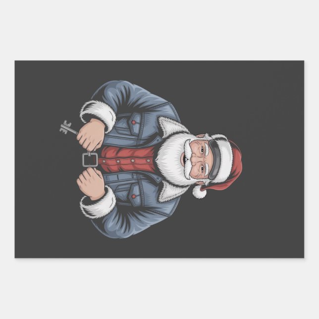 Trucker Santa Claus Funny Truck Driving Christmas  Wrapping Paper Sheet (Front)