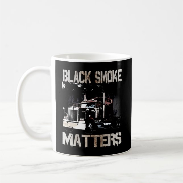 Trucker Tractor Trailer 18 Wheeler On Back Coffee Mug (Left)