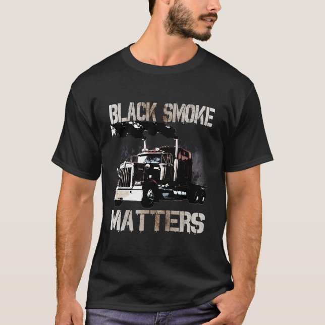 Trucker Tractor Trailer 18 Wheeler On Back T-Shirt (Front)