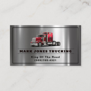 Trucker Transport Semi Trucking Metal Business Card