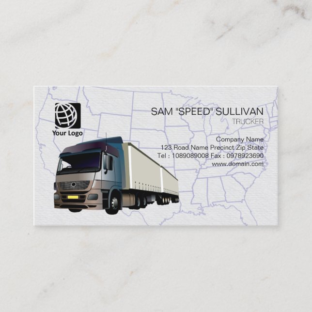Trucker Transportation Haulage Semi Trailer Business Card (Front)