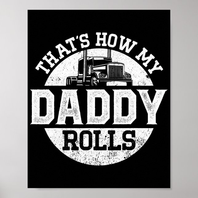 Trucker Truck Driver Dad Son Daughter Vintage Poster (Front)