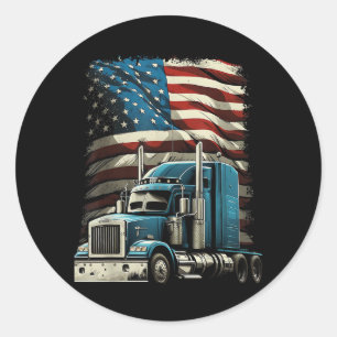 Trucker US American Flag For Patriotic Truck Drive Classic Round Sticker