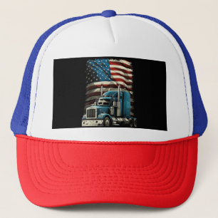 Trucker US American Flag For Patriotic Truck Drive Hat