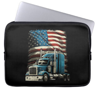 Trucker US American Flag For Patriotic Truck Drive Laptop Sleeve