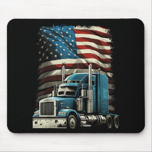 Trucker US American Flag For Patriotic Truck Drive Mouse Mat