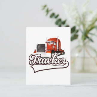 Trucker vintage logo holiday postcard