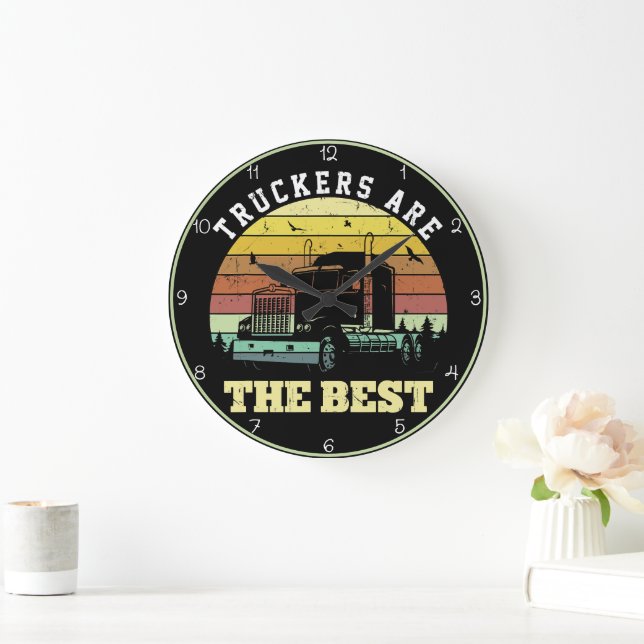 Truckers Are The Best Sunset Large Clock (Home)
