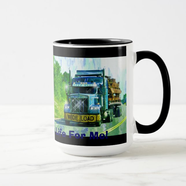 Trucker's Big Rig Blue Lorry Pit Stop Mug (Right)