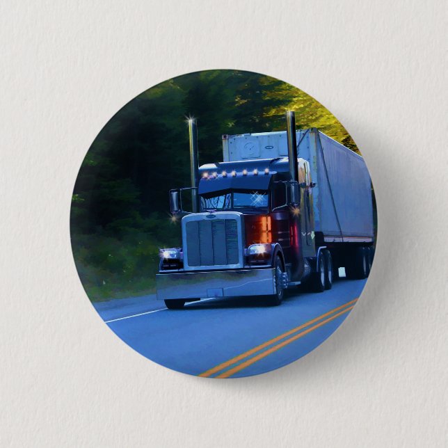 Truckers, Big Rig Cargo Truck Art 6 Cm Round Badge (Front)
