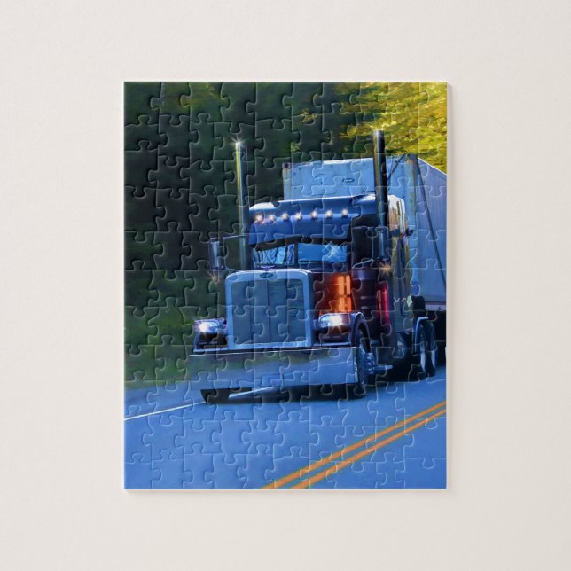 Truckers, Big Rig Cargo Truck Art Jigsaw Puzzle (Vertical)