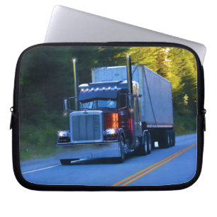 Truckers, Big Rig Cargo Truck Art Laptop Sleeve