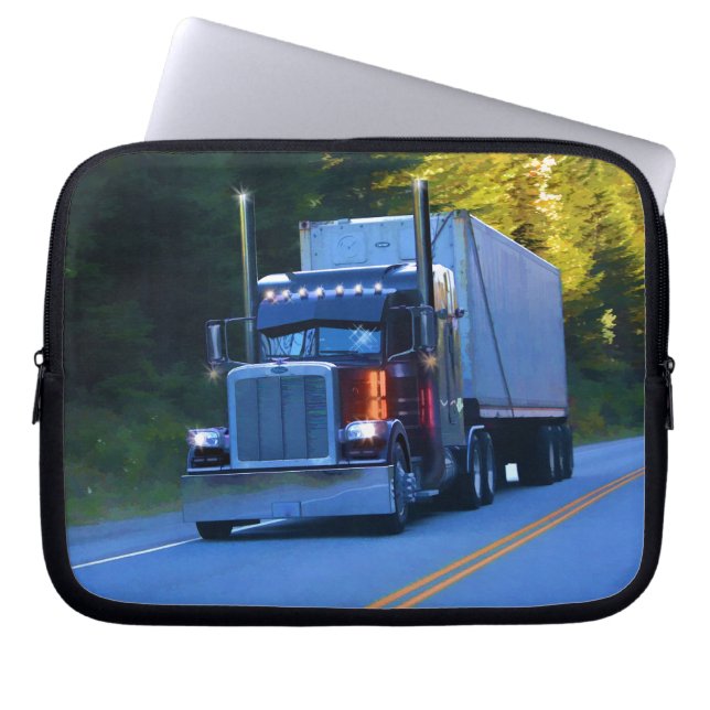 Truckers, Big Rig Cargo Truck Art Laptop Sleeve (Front)