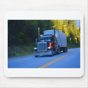Truckers, Big Rig Cargo Truck Art Mouse Mat
