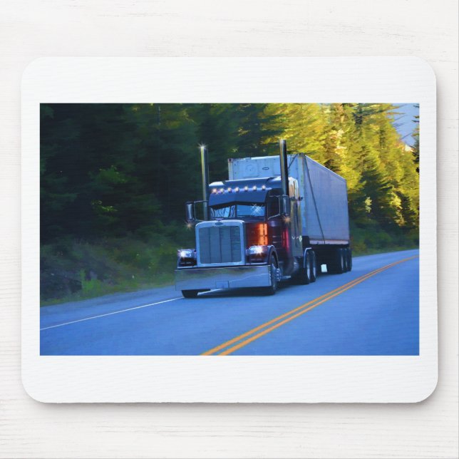 Truckers, Big Rig Cargo Truck Art Mouse Mat (Front)
