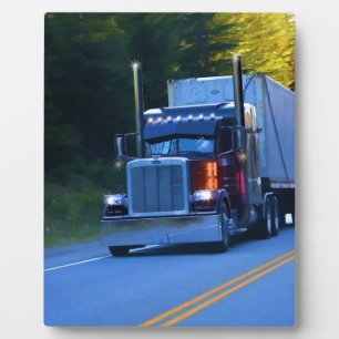 Truckers, Big Rig Cargo Truck Art Plaque