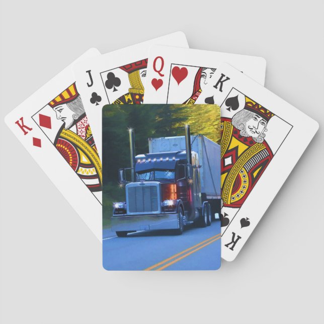 Truckers, Big Rig Cargo Truck Art Playing Cards (Back)