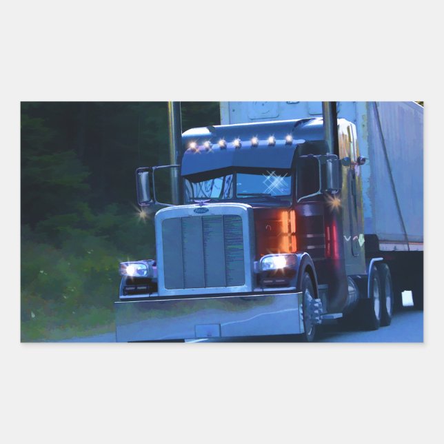 Truckers, Big Rig Cargo Truck Art Rectangular Sticker (Front)