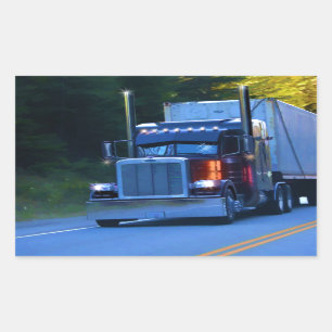 Truckers, Big Rig Cargo Truck Art Rectangular Sticker