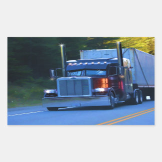 Truckers, Big Rig Cargo Truck Art Rectangular Sticker