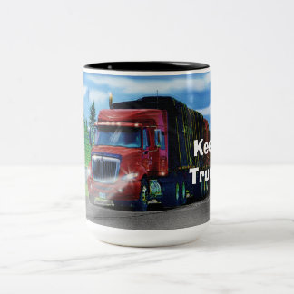 TRUCKERS BIG RIG RED TRUCK COFFEE MUG
