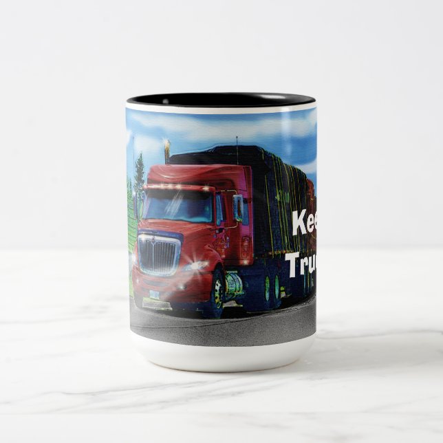 TRUCKERS BIG RIG RED TRUCK COFFEE MUG (Center)