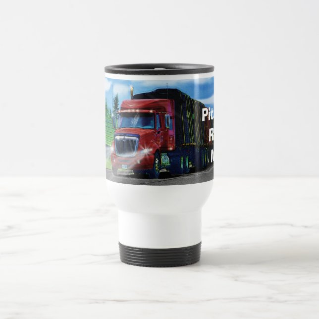 TRUCKERS BIG RIG RED TRUCK TRAVEL MUG (Center)
